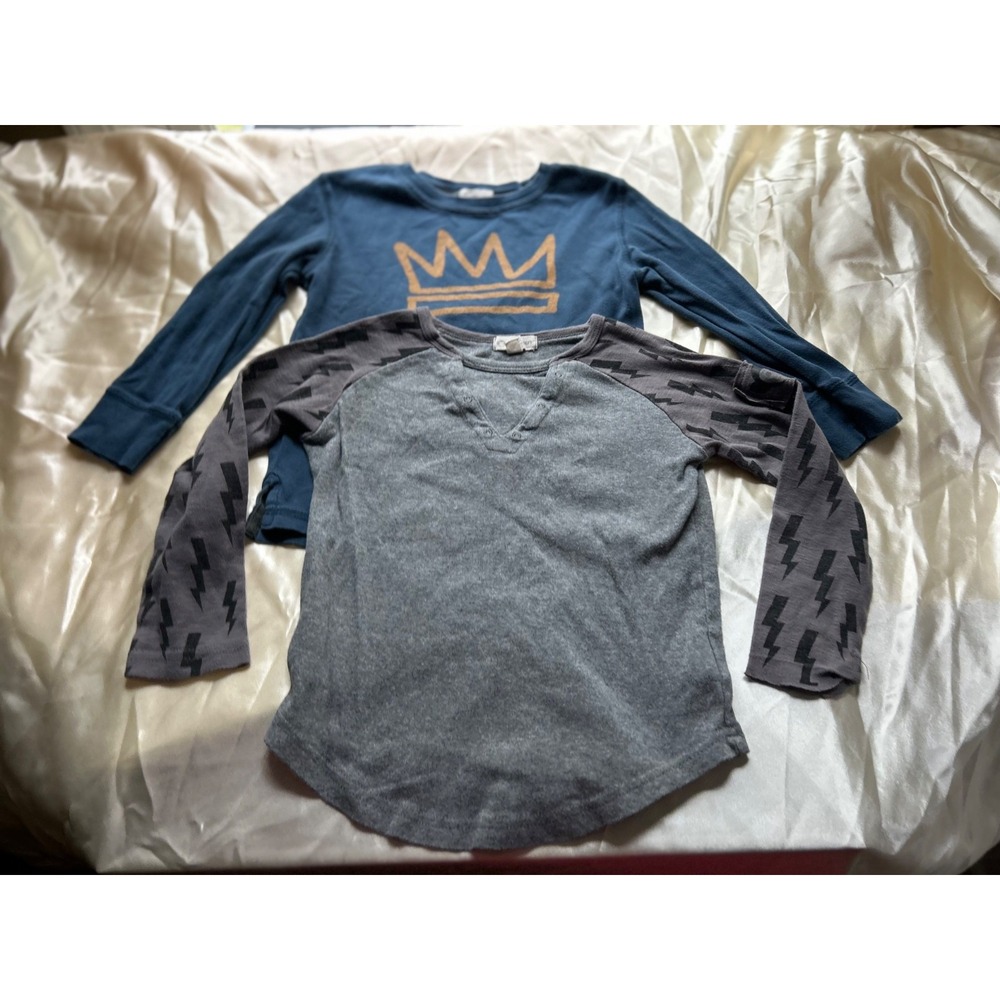Appaman Boy's Size 6 Lot of 2 long sleeve t-shirts glue gray crown EUC